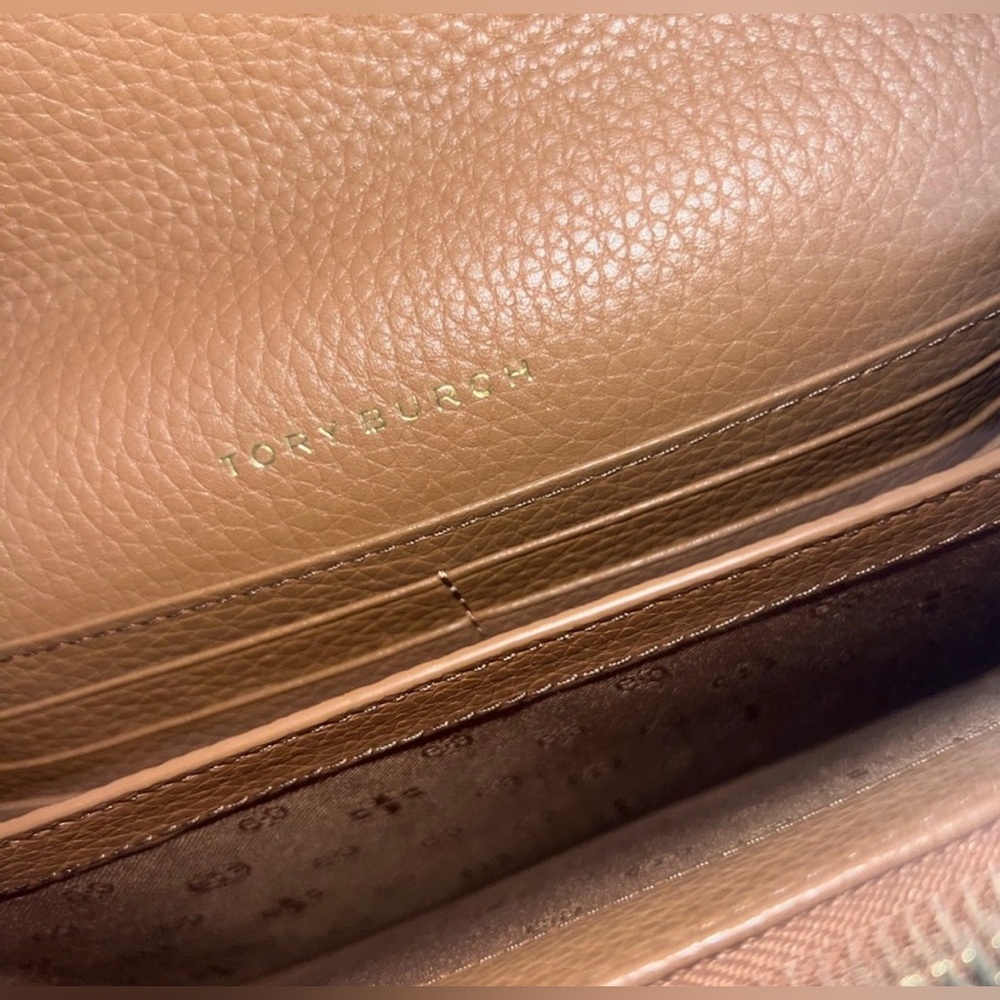 Tory Burch Bombe Flat Wallet Crossbody pebbled leather - Picture 6 of 14